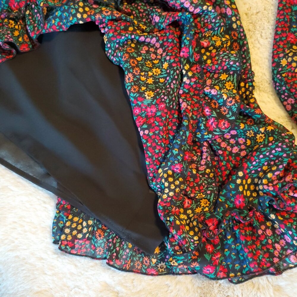 Apricot Floral Ruffle Mini Dress Size 8 | Boho Cottagecore - Picture 11 of 12